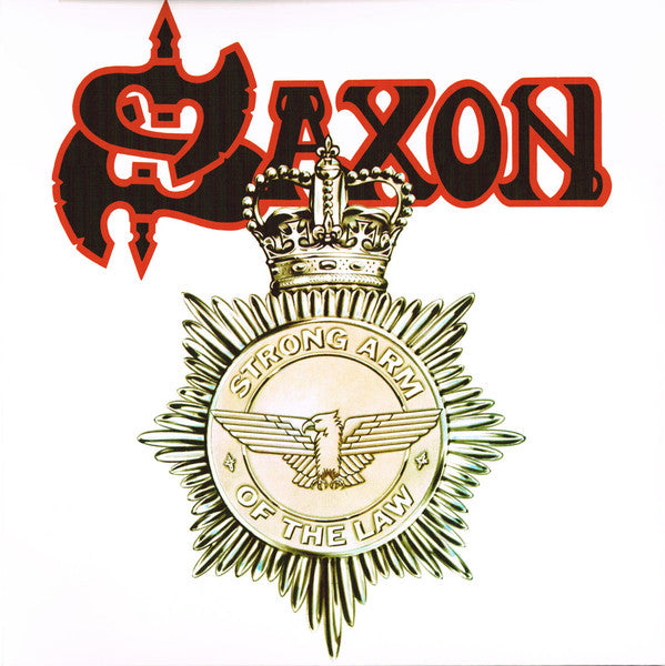 Saxon – Strong Arm Of The Law  Vinyle, LP, Album, Édition Limitée, Réédition, White/Black/Red Splatter
