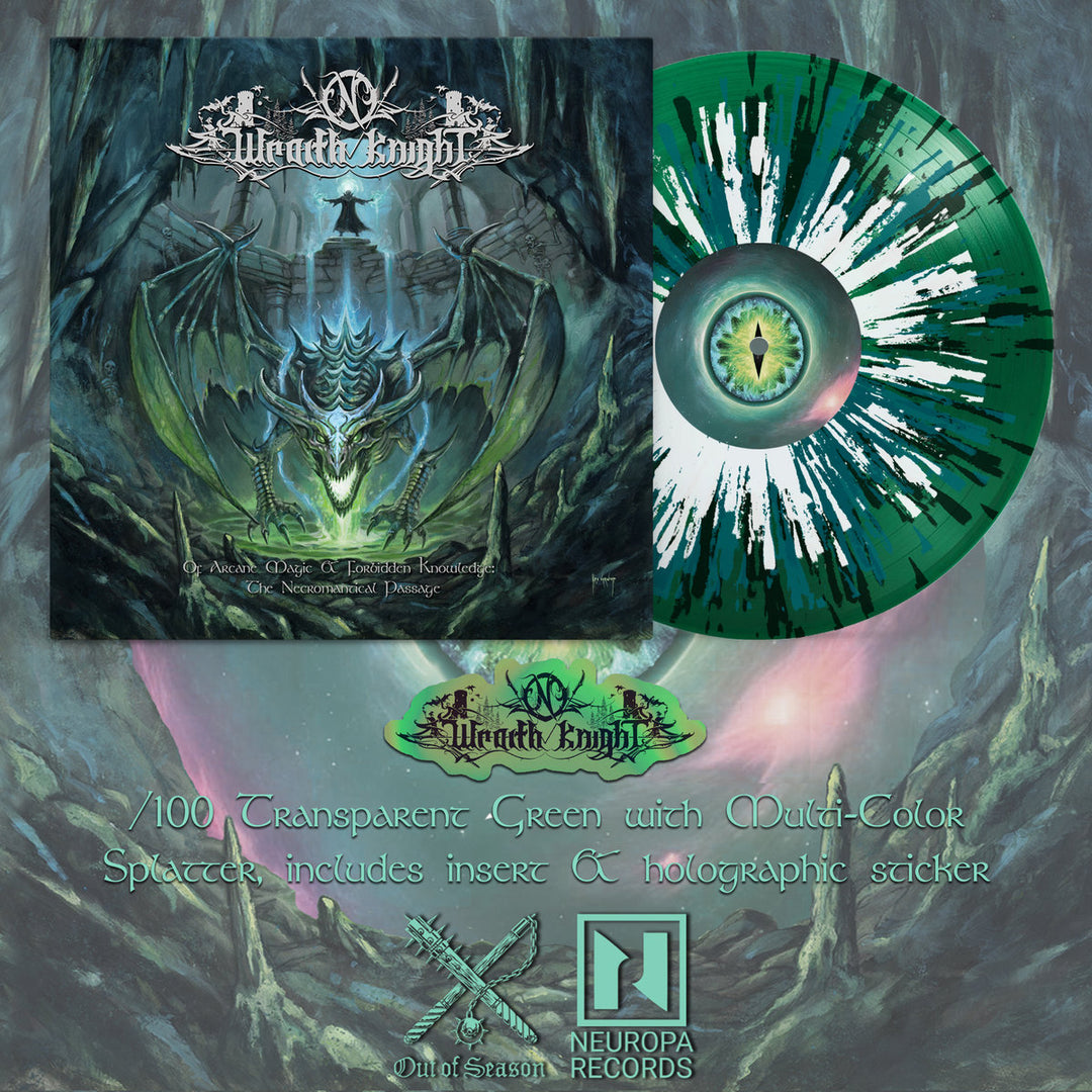 Wraith Knight - Of Arcane Magic &amp; Forbidden Knowledge: The Necromantical Passage Vinyle, LP, Album, Édition Limité, Transparent Green Splatter