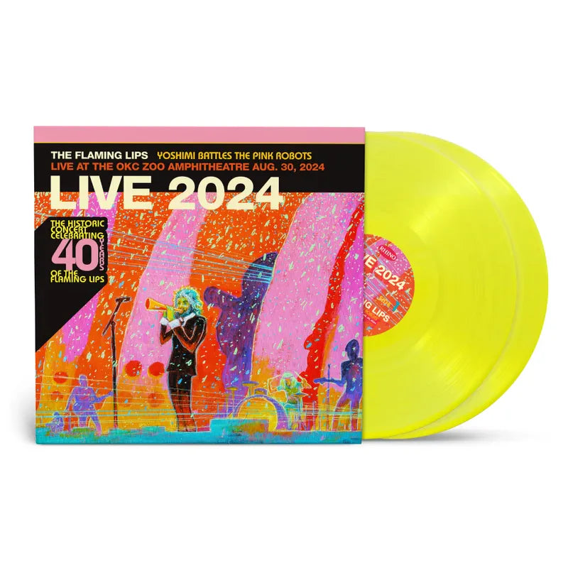 The Flaming Lips –Yoshimi Battles The Pink Robots - Live at the Zoo Amphitheatre, Oklahoma City, August 30, 2024 - 2 x Vinyle, LP, 45RPM, Édition Limitée, Jaune