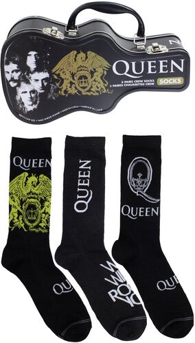 Queen - Crew Socks (3 Pack Collector Guitar Shape Tin)