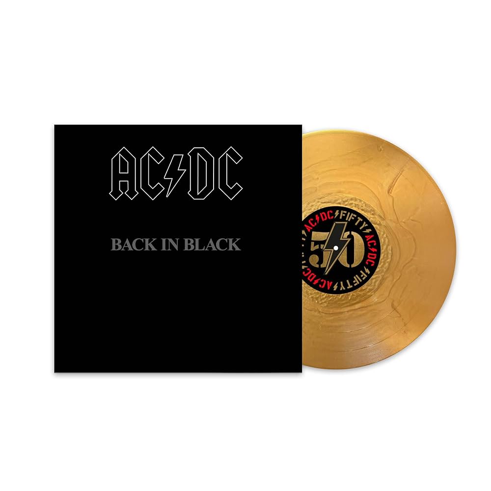 AC/DC – Back In Black  Vinyle, LP, Album, Réédition, Remasterisé, Or, 180g, 50e Anniversaire