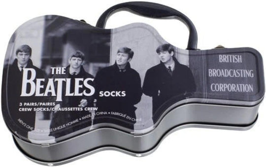 Beatles - BBC - Crew Socks (3 Pack Collector Guitar Shape Tin)