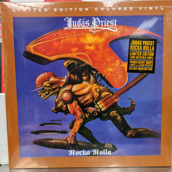 Judas Priest – Rocka Rolla (USAGÉ)  Vinyle, LP, Album, Édition Limitée, Réédition, Translucent Grape & White with Black Splatter