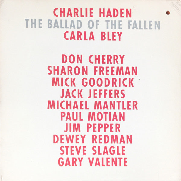 Charlie Haden / Carla Bley – The Ballad Of The Fallen (USAGÉ) Vinyle, LP, Album, Stereo