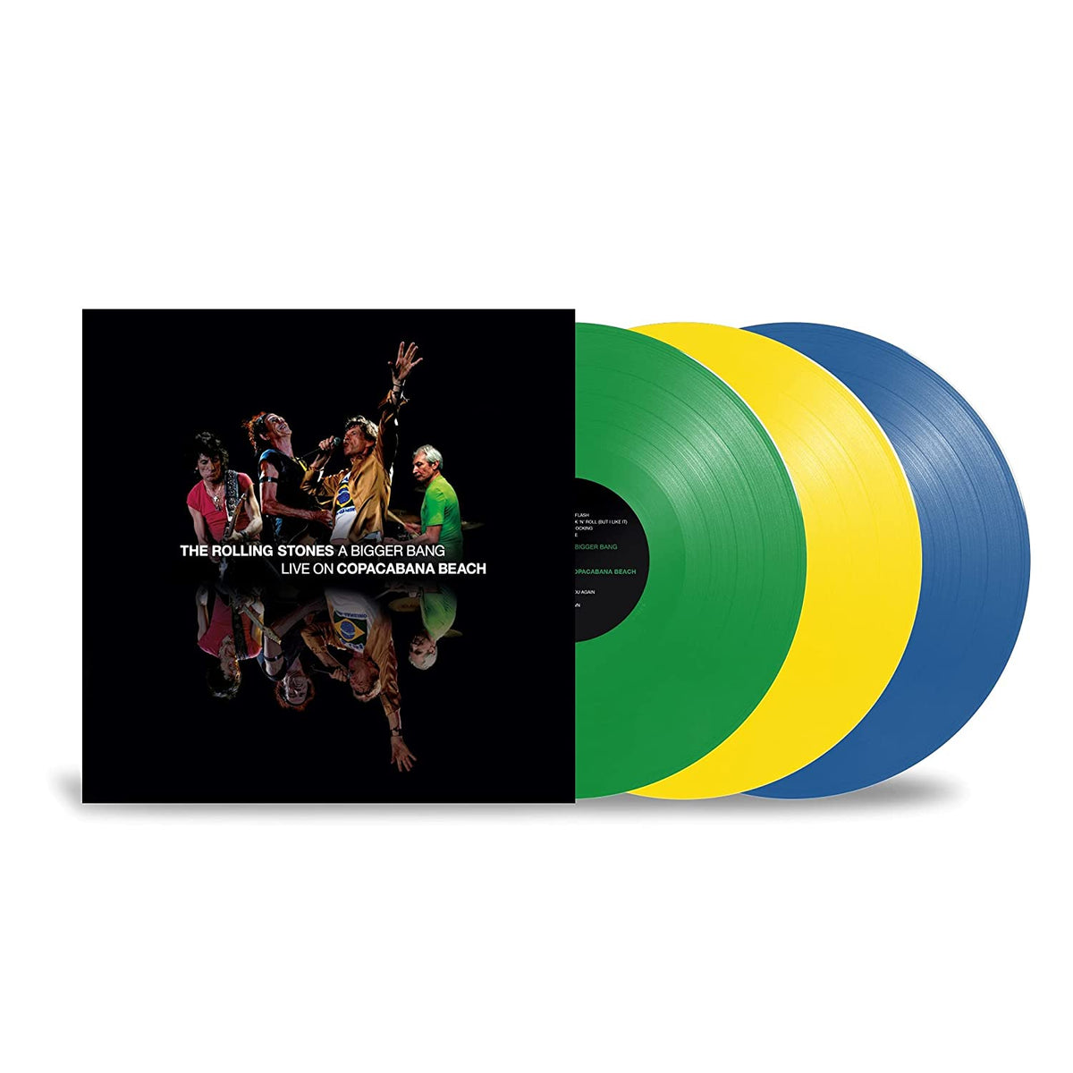 The Rolling Stones – A Bigger Bang Live On Copacabana Beach  3 x Vinyle, LP, Édition Limitée, Remasterisé, Vert, Jaune & Bleu