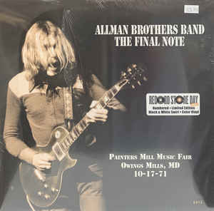 Allman Brothers Band ‎– The Final Note (Painters Mill Music Fair Owings Mills, MD 10-17-71)  2 × Vinyle, LP, Édition Limitée, Numérotée, Tourbillon Noir &amp; Blanc