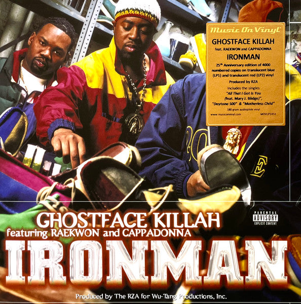 Ghostface Killah – Ironman  Vinyle, LP, Album, Édition Limitée, Numérotée, Réédition, Remasterisée, 180g, Gatefold, bleu translucide, rouge translucide