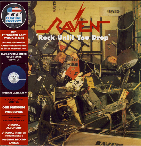 Raven  – Rock Until You Drop  Vinyle, LP, Album, Édition Limitée, Réédition, Purple Smoke Vinyl