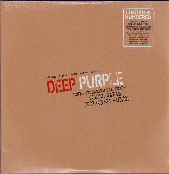 Deep Purple – Live In Tokyo 2001  4 x Vinyle, LP, Album, Édition Limitée, Numéroté, Remasterisé, Transparent [Crystal] & Drapeau du Japon, 180 g