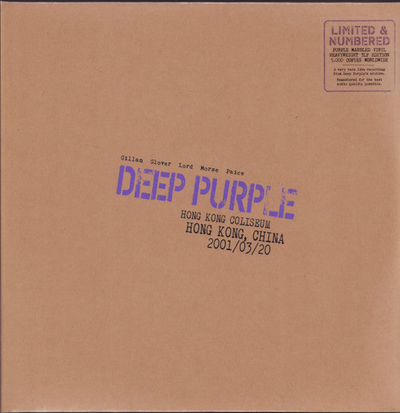 Deep Purple – Live In Hong Kong 2001 - 3 x Vinyle, LP, Album, Edition Limitée, Numéroté, Remasterisé, Violet Marbré, 180 g