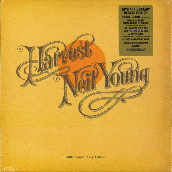 Neil Young – Harvest  Box Set, Édition Deluxe, 50e anniversaire, 2 x Vinyle, LP, Album, Réédition, Remasterisé + 2 x DVD + Vinyle, 7"