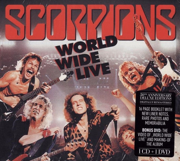 Scorpions – World Wide Live  CD + DVD, Album, Réédition, Édition Deluxe, Remasterisée, 50e Anniversaire, Digipack