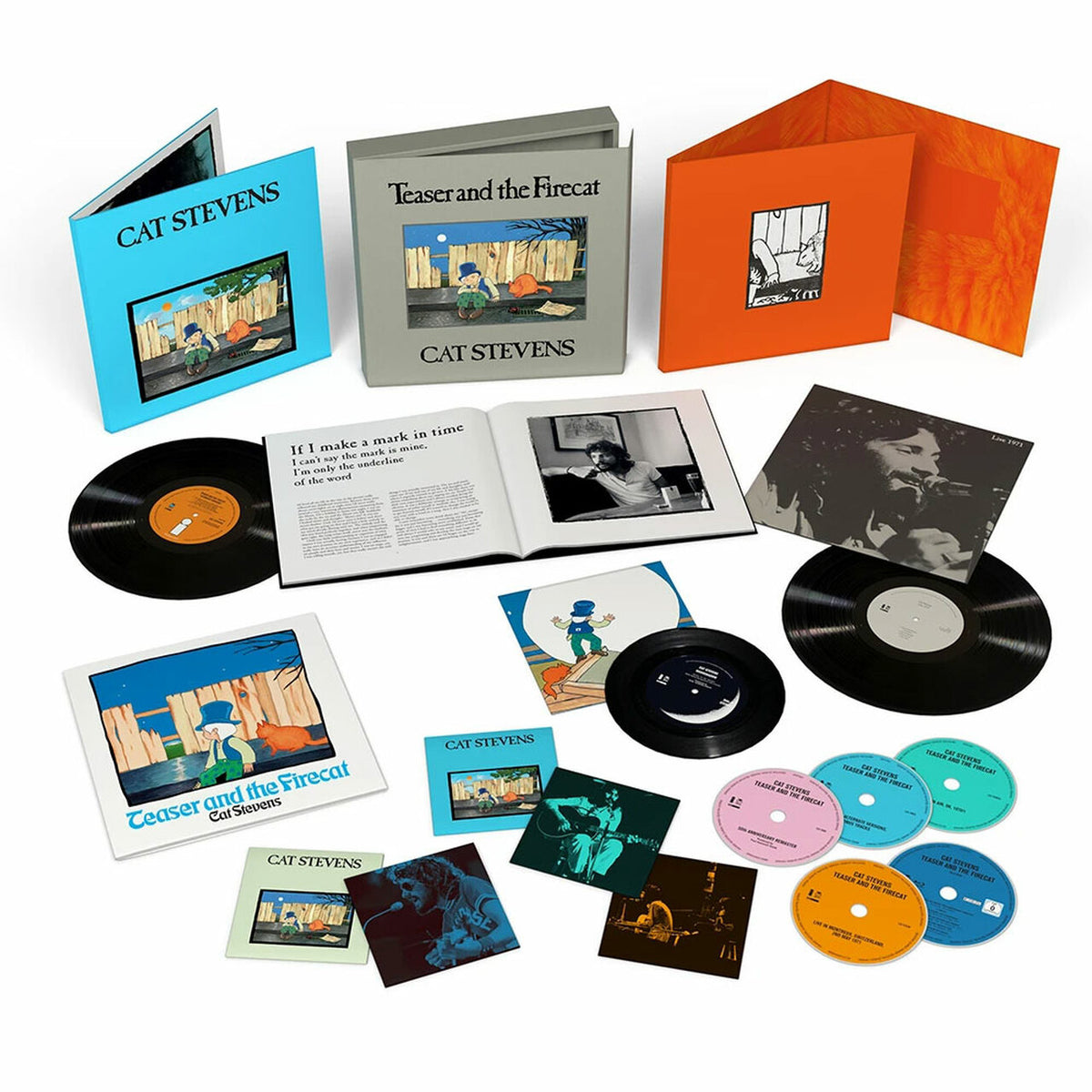 Cat Stevens – Teaser And The Firecat  2 x  Vinyle, LP, Album, Gatefold, 180g+ Vinyle, 7'' + 4 x  CD, Album, Réédition, Remasterisé + Blu-ray, Coffret, Numéroté, Édition Super Deluxe