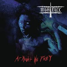 Nightfall ‎– At Night We Prey Vinyle, LP, Album, Edition limitée, Bleu, blanc et noir marbré